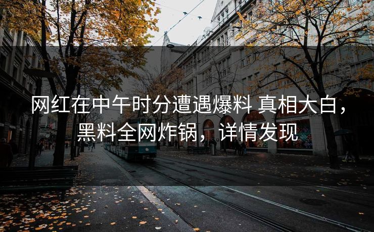 网红在中午时分遭遇爆料 真相大白，黑料全网炸锅，详情发现