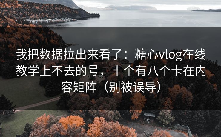 我把数据拉出来看了：糖心vlog在线教学上不去的号，十个有八个卡在内容矩阵（别被误导）