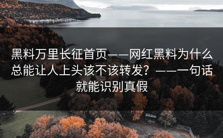 黑料万里长征首页——网红黑料为什么总能让人上头该不该转发?——一句话就能识别真假 黑料万里长征首页——网红黑料为什么总能让人上头该不该转发?——一句话就能识别真假
