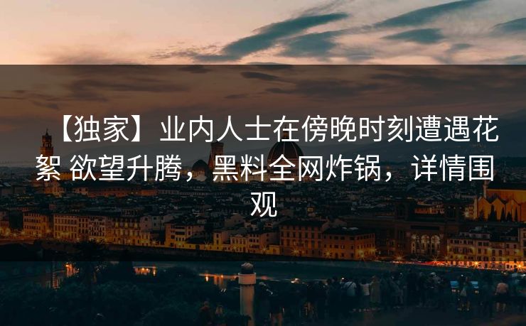 【独家】业内人士在傍晚时刻遭遇花絮 欲望升腾，黑料全网炸锅，详情围观