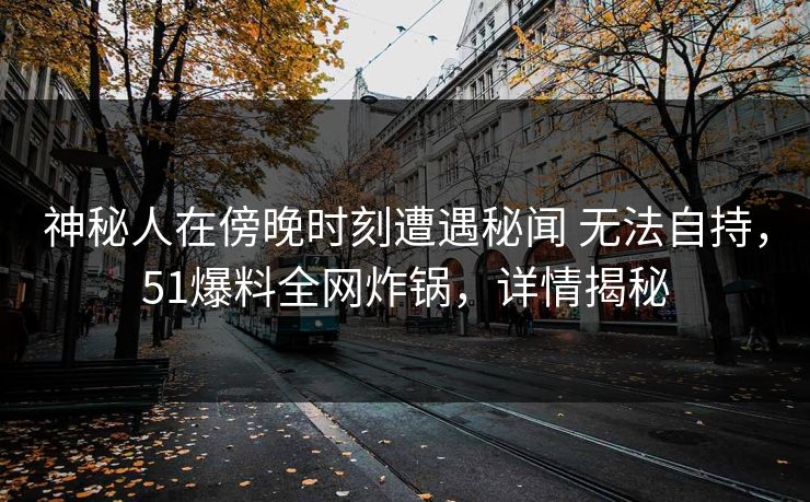 神秘人在傍晚时刻遭遇秘闻 无法自持，51爆料全网炸锅，详情揭秘