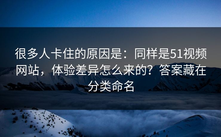 很多人卡住的原因是:同样是51视频网站,体验差异怎么来的?答案藏在分类命名 很多人卡住的原因是:同样是51视频网站,体验差异怎么来的?答案藏在分类命名