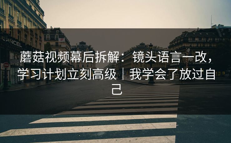 蘑菇视频幕后拆解:镜头语言一改,学习计划立刻高级|我学会了放过自己 蘑菇视频幕后拆解:镜头语言一改,学习计划立刻高级|我学会了放过自己